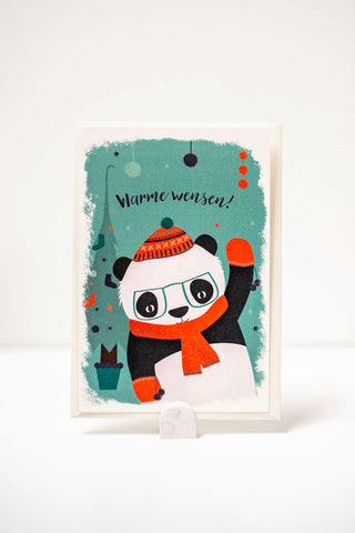 Pakket Warme wensen - panda, kat, zwaan, konijn - 4 kaarten